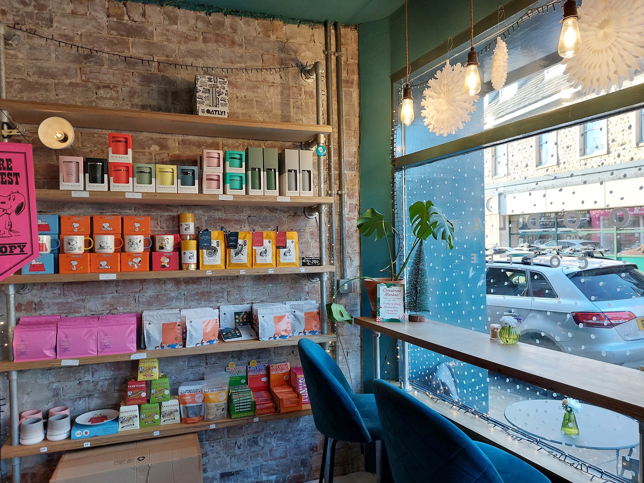 The window seats at Woodlawn, beside the café's shelves